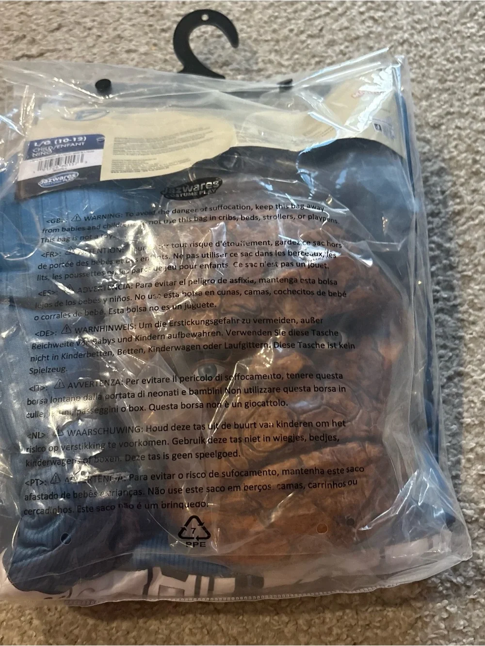 Marvel The Thing Kids Costume NEW Fantastic 4 Large 10-12 W/ Mask